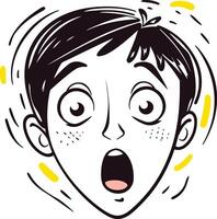 Surprised face of a boy with open mouth vector