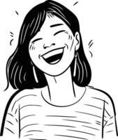 illustration of a happy young woman laughing and looking at the camera. vector