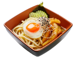 Special ramen topped with delicious katsu pieces png