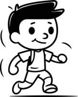 corriendo chico - dibujos animados ilustración de un contento pequeño chico correr. vector