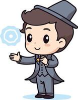 Boy with hat and suit of a boy with hat and suit. vector