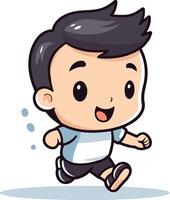 Running Boy - Cute Cartoon Illustration vector