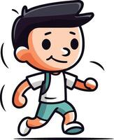 Running boy - cartoon illustration of a happy little boy running. vector