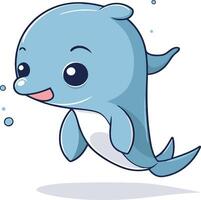 Cute cartoon dolphin isolated on a white background. vector