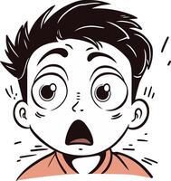 Surprised boy with big eyes on white background. vector