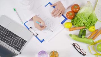 Vegetarian calories, vitamins calculation. video