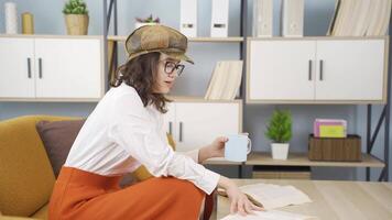 Artist woman reading a book. video