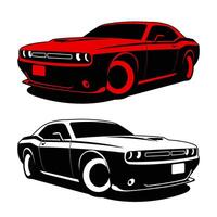 muscle car set black and white vector