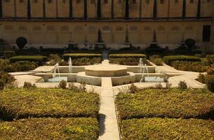 amber fort, jaipur, india, beautiful palace with moghul art, mosaic, fountains photo