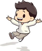 Boy Jumping - Cartoon Illustration vector