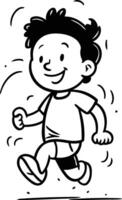 Running Boy - Cartoon Illustration of a Kid Boy Character Running vector