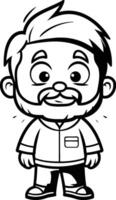 Black and White Cartoon Illustration of Grandfather Character Mascot vector