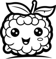 Black and White Cartoon Illustration of Cute Raspberry Fruit Character for Coloring Book vector