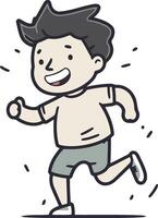 Running man of a happy boy running and smiling. vector