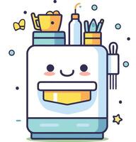 Cute cartoon toothbrush and toothpaste in a jar. vector