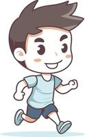 Running boy cartoon character illustration. Cute little boy running. vector