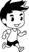 Running boy cartoon character illustration. Cute little boy running. vector