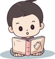 Cute boy reading a book. Cartoon style. vector