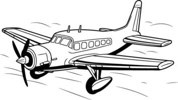 Airplane illustration isolated on white background. Hand drawn airplane. vector