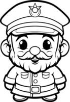 Illustration of a Pirate Captain Cartoon Mascot Character for Coloring Book vector