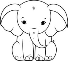 Cute cartoon elephant isolated on a white background. vector