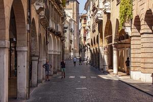 TREVISO ITALY 13 AUGUST 2020 View of Calamaggiore one of the main street in Treviso in Italy photo