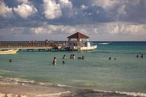 DOMINICUS DOMINICAN REPUBLIC 6 FEBRAURY 2020 Pier in Dominicus at sunset in Domonican Republic photo