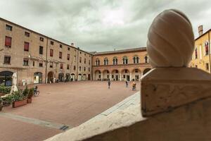 FERRARA ITALY 29 JULY 2020 Piazza municipale in Ferrara a famous square in the historical city center of the Italian city photo