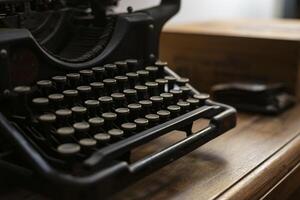 antiguo máquina de escribir detalle foto