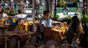 VENICE ITALY 26 FEBRUARY 2020 Restaurant on the Grand Canal in Venice photo