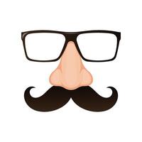 Fake nose and glasses mask, Disguise glasses, nose and mustache. vector