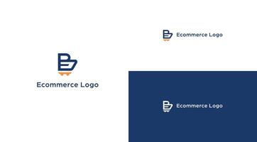 initial B trolley shape logo template for ecommerce business company vector