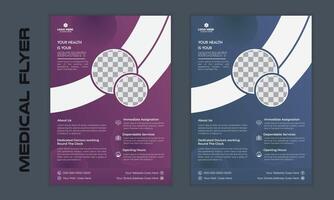 Healthcare services medical flyer or leaflet poster design. vector