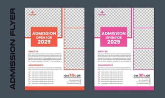 Clean and simple school admission flyer design. vector