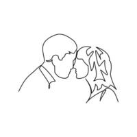 Couple drawn in line art style vector