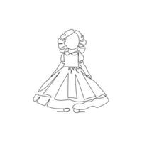 Doll drawn in line art style vector