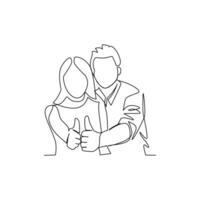 Couple drawn in line art style vector