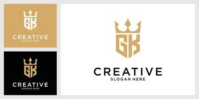 GK or KG initial letter logo design with crown icon . vector