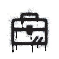 Spray Graffiti suitcase icon isolated on white background. oversprayed briefcase graffiti symbol in black on white. vector