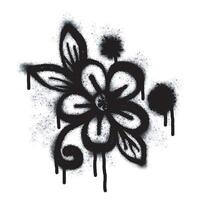 Spray Sprayed Graffiti flower icon isolated on white background. graffiti flower icon with spray on black vector