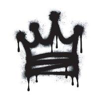Spray painted graffiti crown sign in black over white. Crown drip symbol. isolated on white background vector