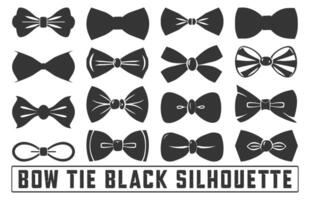 Bow Tie Icons Set, bow tie silhouette on white background isolated , Bow Tie Bundle Silhouette, Elegant bowtie silhouettes collection. vector