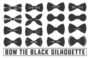 Bow Tie Icons Set, bow tie silhouette on white background isolated , Bow Tie Bundle Silhouette, Elegant bowtie silhouettes collection. vector