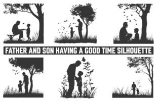 Happy Father's Day, Assortment of Father and son silhouettes, An illustration celebrating Father's Day images of father and children. vector