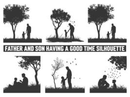 Happy Father's Day, Assortment of Father and son silhouettes, An illustration celebrating Father's Day images of father and children. vector