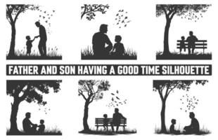 Happy Father's Day, Assortment of Father and son silhouettes, An illustration celebrating Father's Day images of father and children. vector