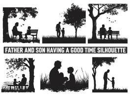 Happy Father's Day, Assortment of Father and son silhouettes, An illustration celebrating Father's Day images of father and children. vector