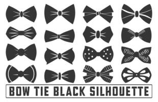 Bow Tie Icons Set, bow tie silhouette on white background isolated , Bow Tie Bundle Silhouette, Elegant bowtie silhouettes collection. vector