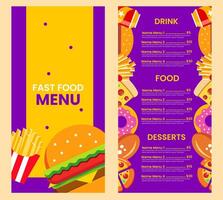 Fast food menu template in flat design style, suitable for menu restaurant or cafe vector