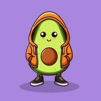 linda dibujos animados aguacate chico vistiendo chaqueta vector